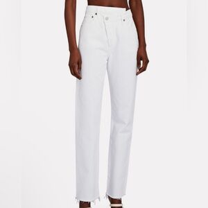 AGOLDE Crisscross Straight-Leg Jeans Size 30 White Raw Hem High Waist